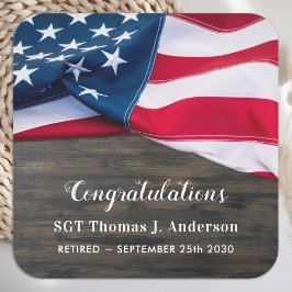 Pegatina Cuadrada Jubilación Patriótica Bandera Americana Militar