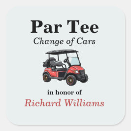 Pegatina Cuadrada Jubilación Red Golf Cart Par Tee Tema