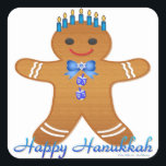 Pegatina Cuadrada Judaica Hanukkah Gingerbread Man Menorah<br><div class="desc">Está viendo la colección Lee Hiller Designs of Home and Office Decor, Apparel, Gifts and Collectibles. Los diseños incluyen la fotografía Lee Hiller y la colección de arte digital de medios mixtos. Puedes ver su fotografía de la naturaleza en http://HikeOurPlanet.com/ y seguir su blog de senderismo dentro del Parque Nacional...</div>