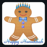 Pegatina Cuadrada Judaica Hanukkah Gingerbread Man Menorah<br><div class="desc">Está viendo la colección Lee Hiller Designs of Home and Office Decor, Apparel, Gifts and Collectibles. Los diseños incluyen la fotografía Lee Hiller y la colección de arte digital de medios mixtos. Puedes ver su fotografía de la naturaleza en http://HikeOurPlanet.com/ y seguir su blog de senderismo dentro del Parque Nacional...</div>