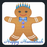 Pegatina Cuadrada Judaica Hanukkah Gingerbread Man Menorah<br><div class="desc">Está viendo la colección Lee Hiller Designs of Home and Office Decor, Apparel, Gifts and Collectibles. Los diseños incluyen la fotografía Lee Hiller y la colección de arte digital de medios mixtos. Puedes ver su fotografía de la naturaleza en http://HikeOurPlanet.com/ y seguir su blog de senderismo dentro del Parque Nacional...</div>