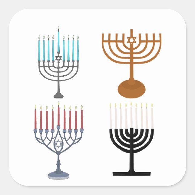Pegatina Cuadrada Judaísmo Hanukkah Religión judía (Anverso)