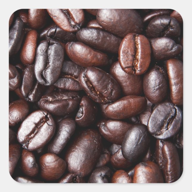 Pegatina Cuadrada Judías de café - tostado entero, claro y oscuro (Anverso)