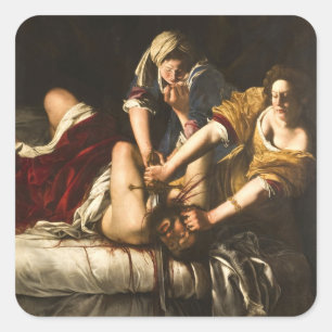 Pegatina Cuadrada Judith Slay Holofernes - Artemisia Gentileschi