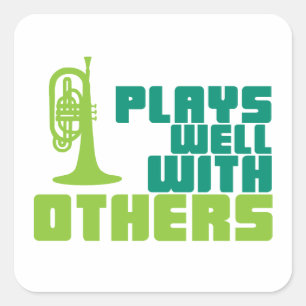 Pegatina Cuadrada Juega bien con otros - Mellophone