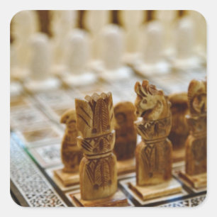 Pegatina Cuadrada Juego de ajedrez en venta, Khan el Khalili Bazaar,