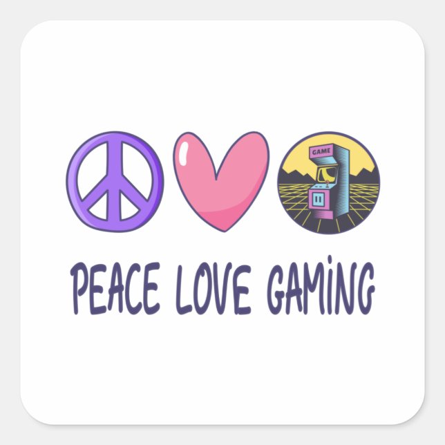 Pegatina Cuadrada Juego de amor de paz (Anverso)