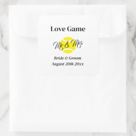 Pegatina Cuadrada Juego de amor divertido Sr. y Sra. boda de temas d