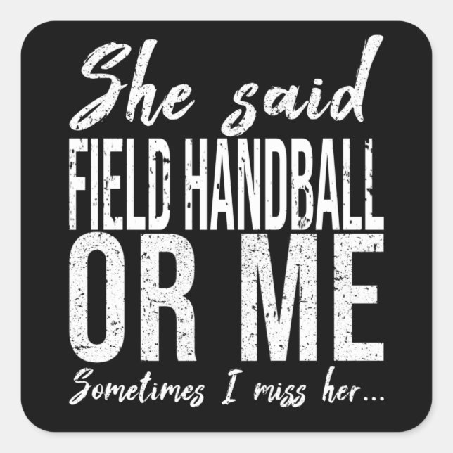 Pegatina Cuadrada Juego de balonmano de campo divertido (Anverso)