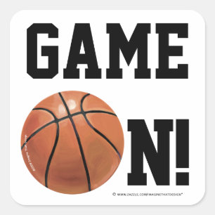 Pegatina Cuadrada Juego de básquetbol con Pegatinas