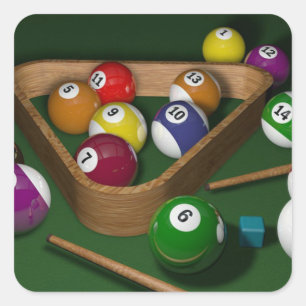 Pegatina Cuadrada Juego de billar en rack