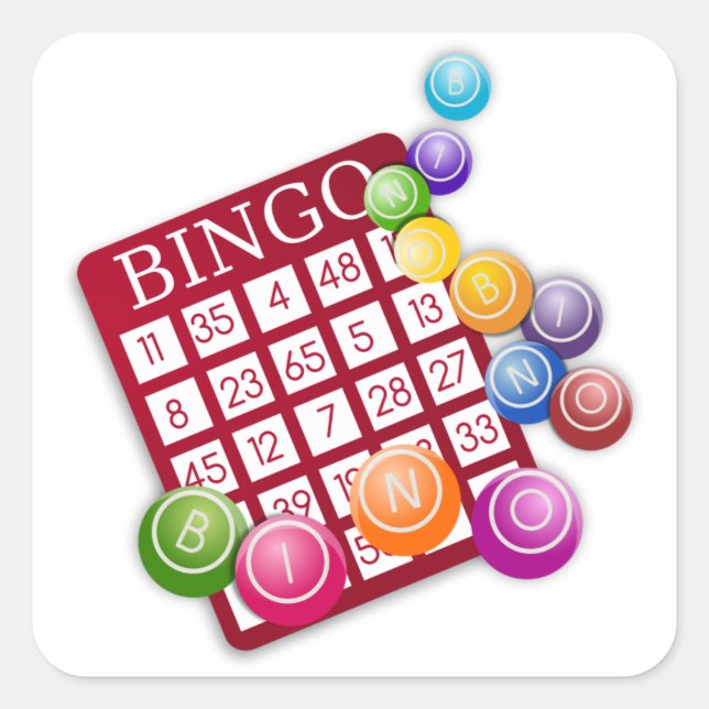 Pegatina Cuadrada Juego de Bingo (Anverso)