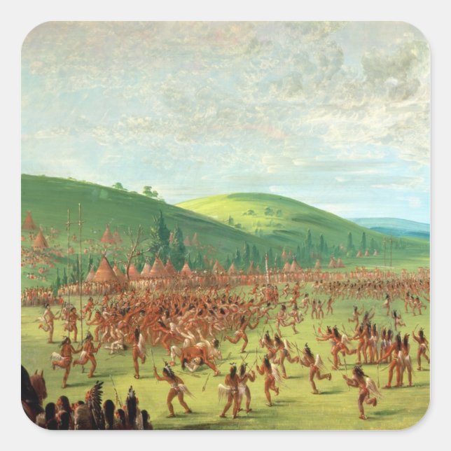 Pegatina Cuadrada Juego de bolas para indios (Anverso)