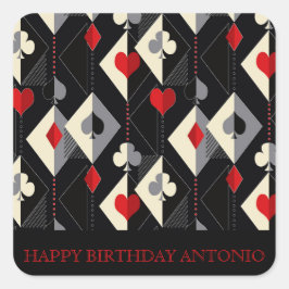 Pegatina Cuadrada Juego de cartas en el póker.