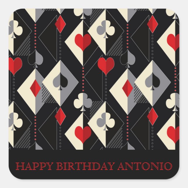Pegatina Cuadrada Juego de cartas en el póker. (Anverso)