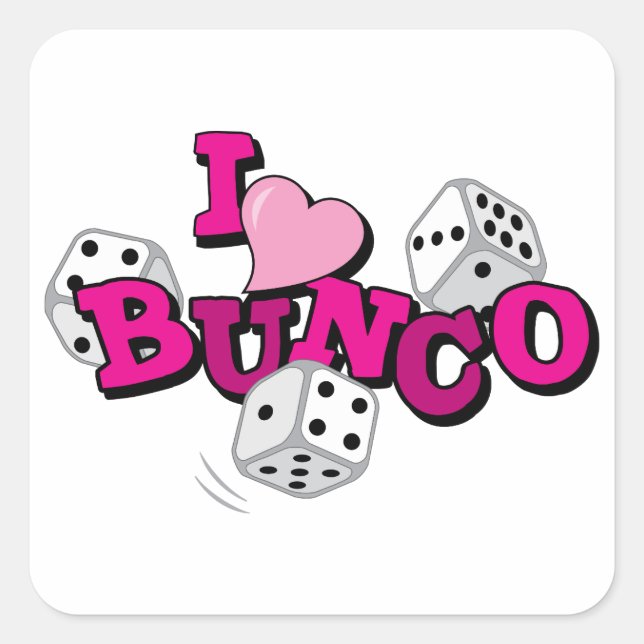 Pegatina Cuadrada Juego de dados Bunco (Anverso)