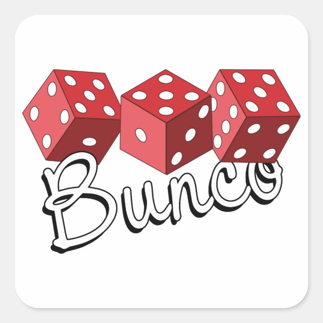 Pegatina Cuadrada Juego de dados Bunco (Anverso)
