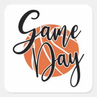 Pegatina Cuadrada Juego de Día de la impresión de camisas de básquet