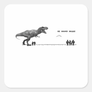 Pegatina Cuadrada Juego de Dino - T-rex