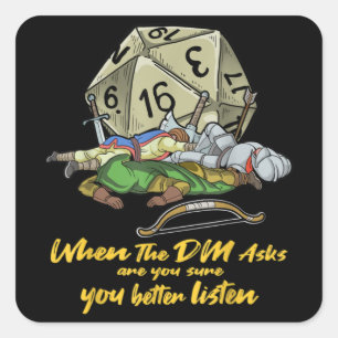 Pegatina Cuadrada Juego de fichas cuando el DM pregunta