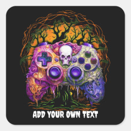 Pegatina Cuadrada Juego de Halloween, detestable controlador, videoj