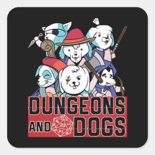 Pegatina Cuadrada Juego de mazmorras y perros