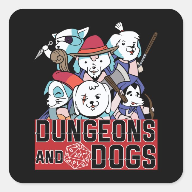 Pegatina Cuadrada Juego de mazmorras y perros (Anverso)