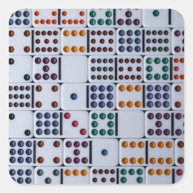 Pegatina Cuadrada Juego de números de Dominos (Anverso)