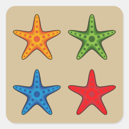 Pegatina Cuadrada Juego de Starfish Personalizado de color