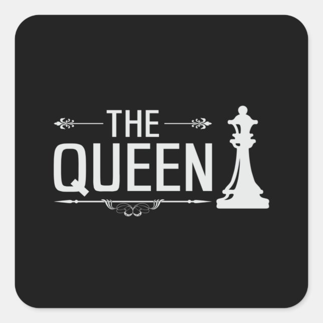 Pegatina Cuadrada Juego de tablero de ajedrez Jaque mate Queen Board (Anverso)