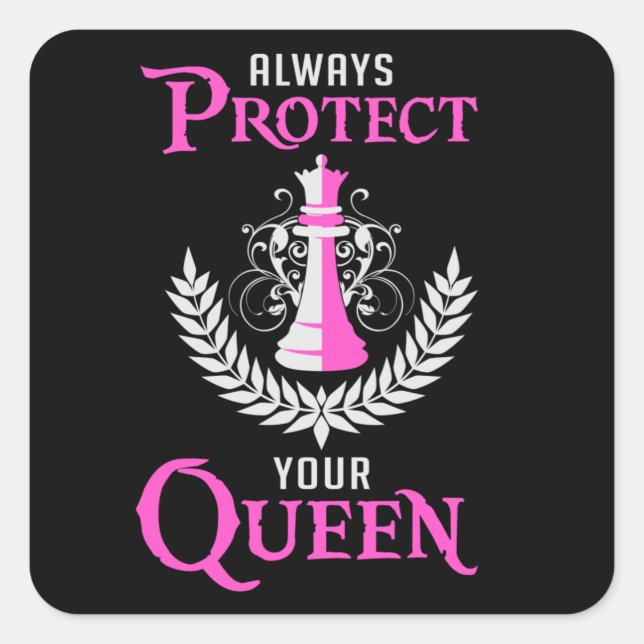 Pegatina Cuadrada Juego de tablero de ajedrez Queen Chess Board Chec (Anverso)