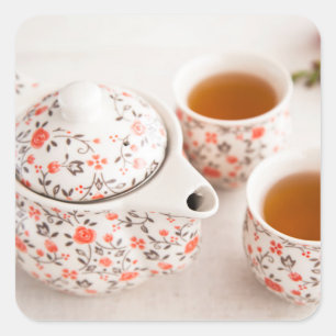Pegatina Cuadrada Juego de té cerámico