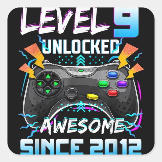 Pegatina Cuadrada Juego de video Awesome 2012 Desbloqueado de nivel  (Anverso)