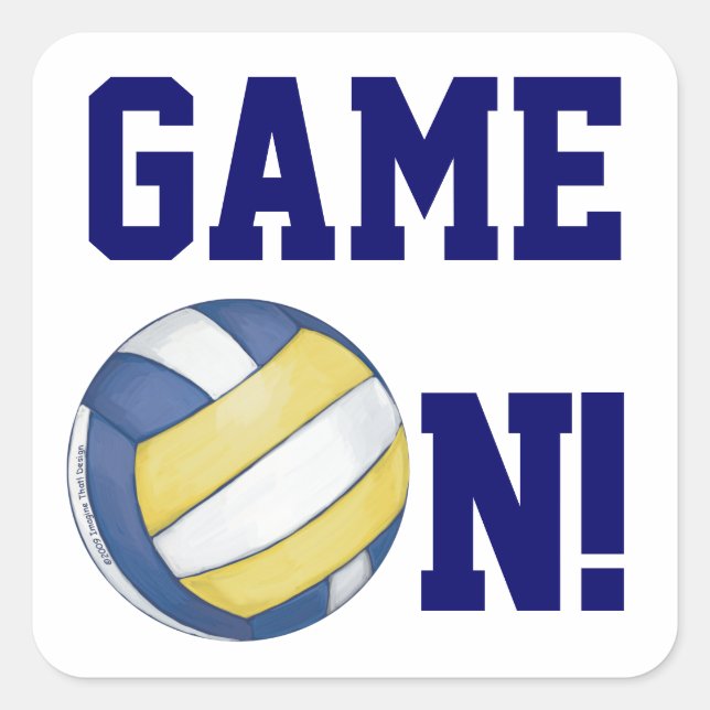 Pegatina Cuadrada Juego De Voleibol En Pegatinas (Anverso)