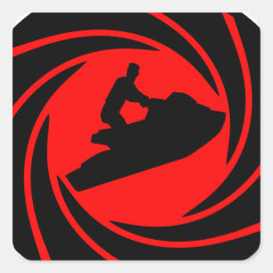 PEGATINA CUADRADA JUEGO DEL ESQUÍ DEL JET