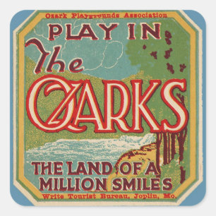 Pegatina Cuadrada Juego en la tierra de OZARKS de millón de sonrisa