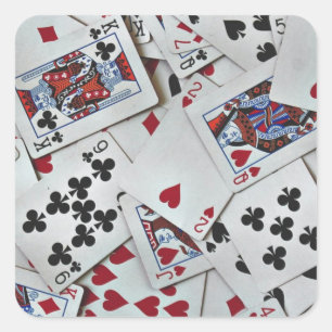 Pegatina Cuadrada Juegos de cartas de póquer Reina Rey