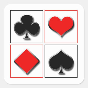 Pegatina Cuadrada juegos del naipe 3D