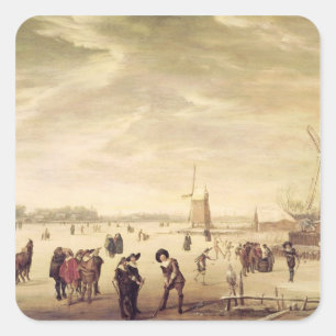 Pegatina Cuadrada Juegos en el hielo