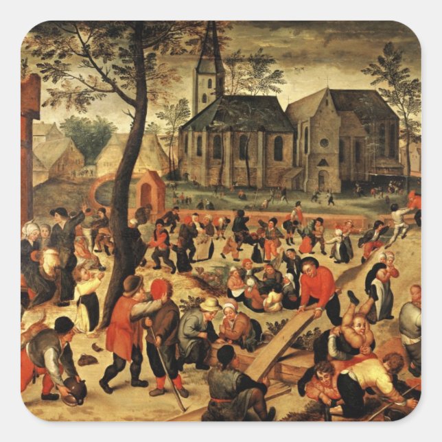 Pegatina Cuadrada Juegos infantiles (Anverso)