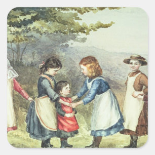 Pegatina Cuadrada Juegos para niños, c.1880 (c/p sobre el papel)