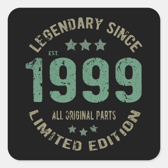 Pegatina Cuadrada Juerga de cumpleaños 1999 a los 22 años (Anverso)