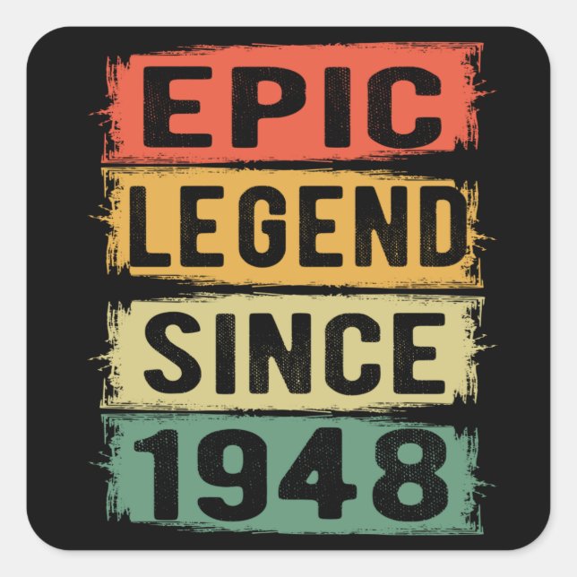 Pegatina Cuadrada Jueves 1948 Leyenda épica 77 cumpleaños (Anverso)