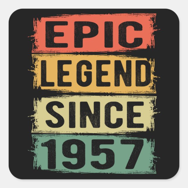 Pegatina Cuadrada Jueves 1957 Leyenda épica 68º cumpleaños (Anverso)