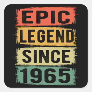 Pegatina Cuadrada Jueves 1965 Leyenda épica 60 cumpleaños