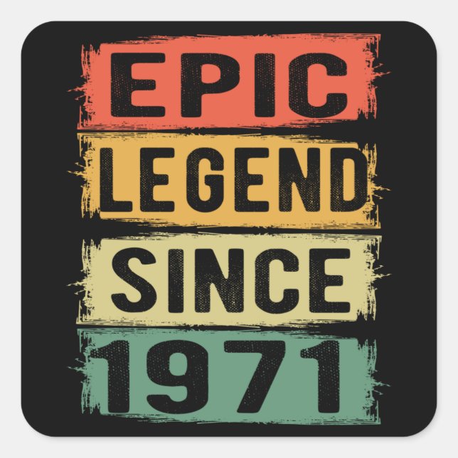 Pegatina Cuadrada Jueves 1971 Leyenda épica 54º cumpleaños (Anverso)