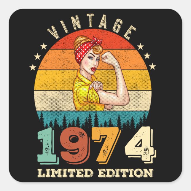 Pegatina Cuadrada Jueves 1974 Vintage (Anverso)