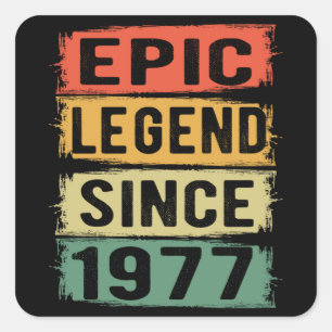 Pegatina Cuadrada Jueves 1977 Leyenda épica 48º cumpleaños