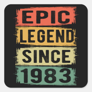 Pegatina Cuadrada Jueves 1983 Leyenda épica 38º cumpleaños