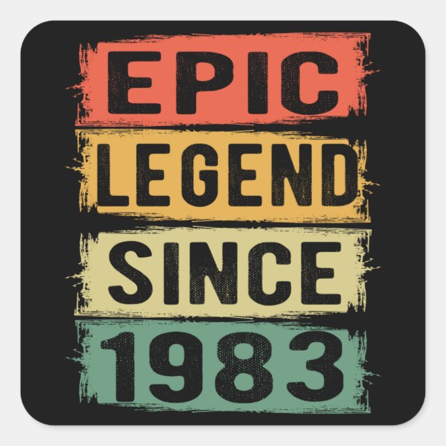 Pegatina Cuadrada Jueves 1983 Leyenda épica 42º cumpleaños (Anverso)